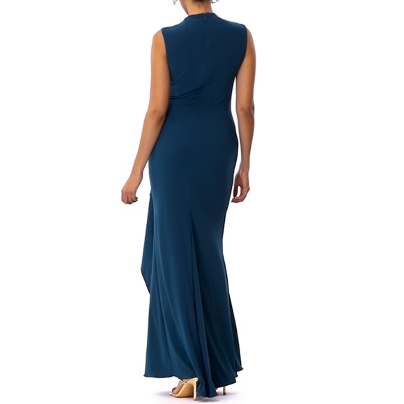 Betsy & Adam Women's “Patricia” Long Jersey Knit Ruffle Sleeveless Dress Size 14 - Picture 4 of 17